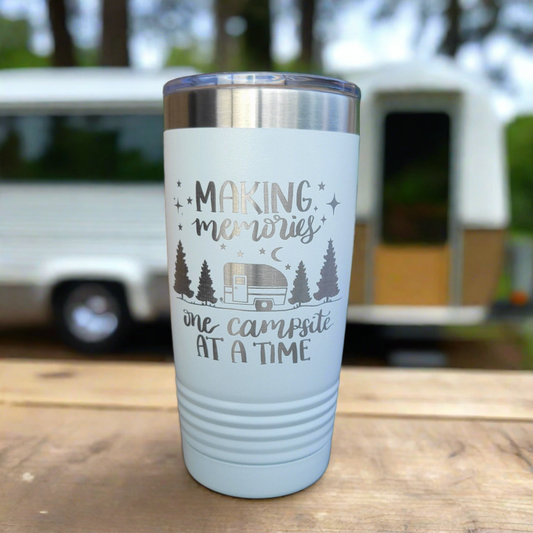 Camping Themed Insulated Tumbler, Engraved 20oz / 22oz/ 30oz Insulated Tumbler / Bottle - Hiking Tumbler - Making Memories Tumbler - Wood Unlimited#