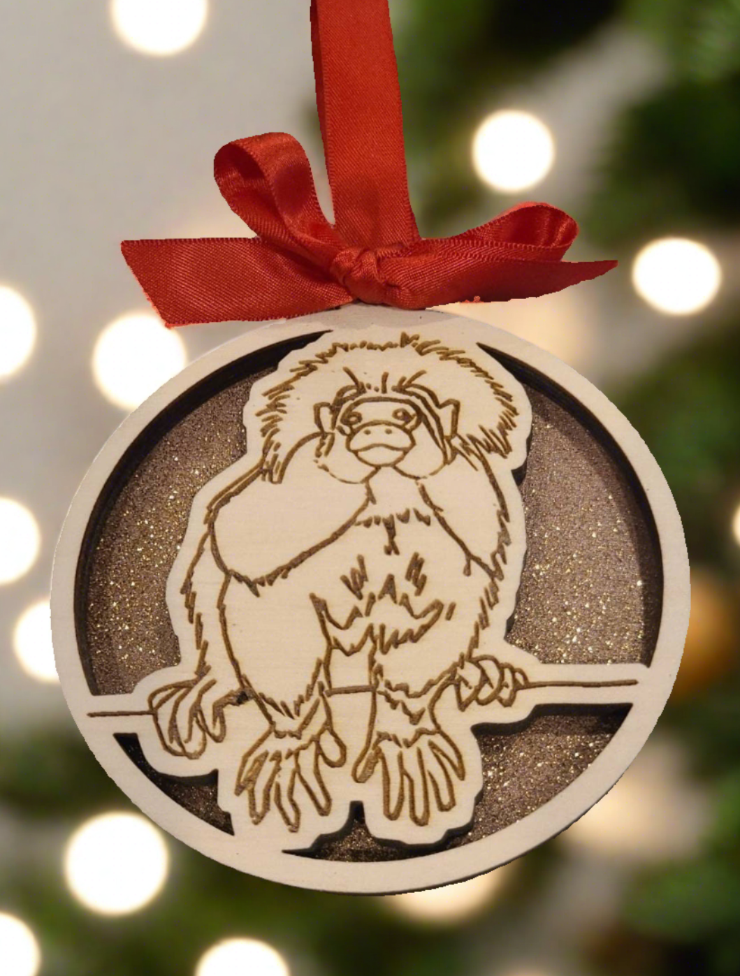 Cotton Top Marmoset Christmas Ornament, Monkey Christmas Ornament for Marmoset owner, personalized marmoset christmas ornament