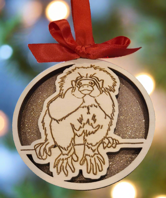 Cotton Top Marmoset Christmas Ornament, Monkey Christmas Ornament for Marmoset owner, personalized marmoset christmas ornament