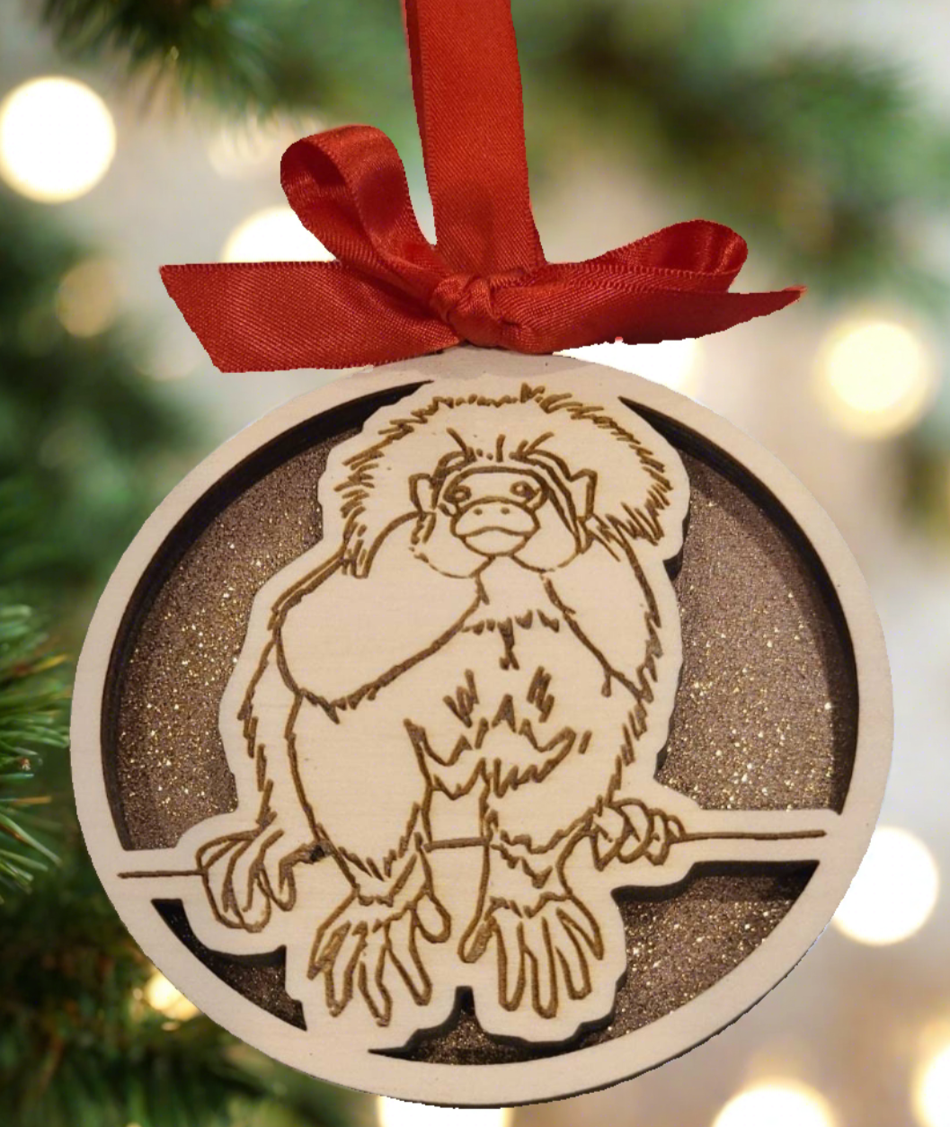 Cotton Top Marmoset Christmas Ornament, Monkey Christmas Ornament for Marmoset owner, personalized marmoset christmas ornament