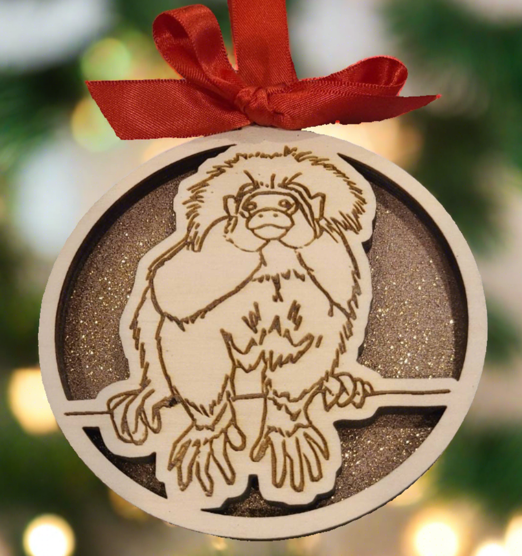 Cotton Top Marmoset Christmas Ornament, Monkey Christmas Ornament for Marmoset owner, personalized marmoset christmas ornament