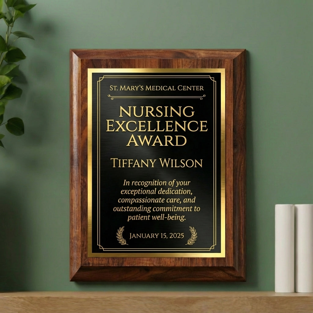Personalized Nurse Award Plaque - Nursing Excellence Gift - Custom Laser Engraved Wood - Healthcare Appreciation Recognition - View 5