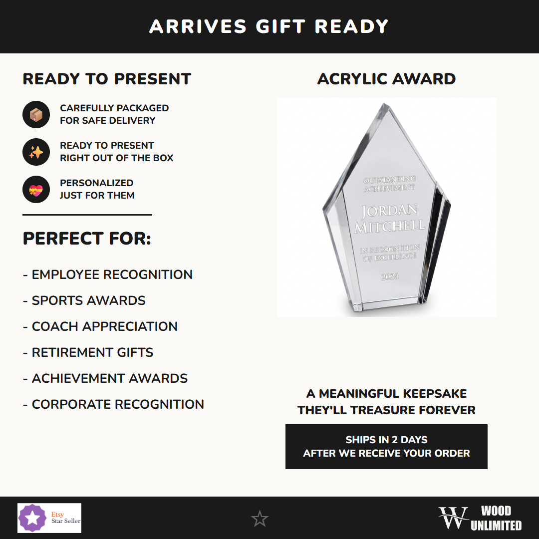 Diamond acrylic award gift presentation - premium recognition gift