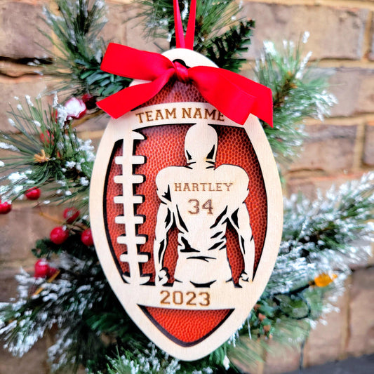 Personalized Football Christmas Ornament Gift for Football Player, Christmas Gift for Football Team, Personalized Football Player Gift - Personalized Holiday Ornament