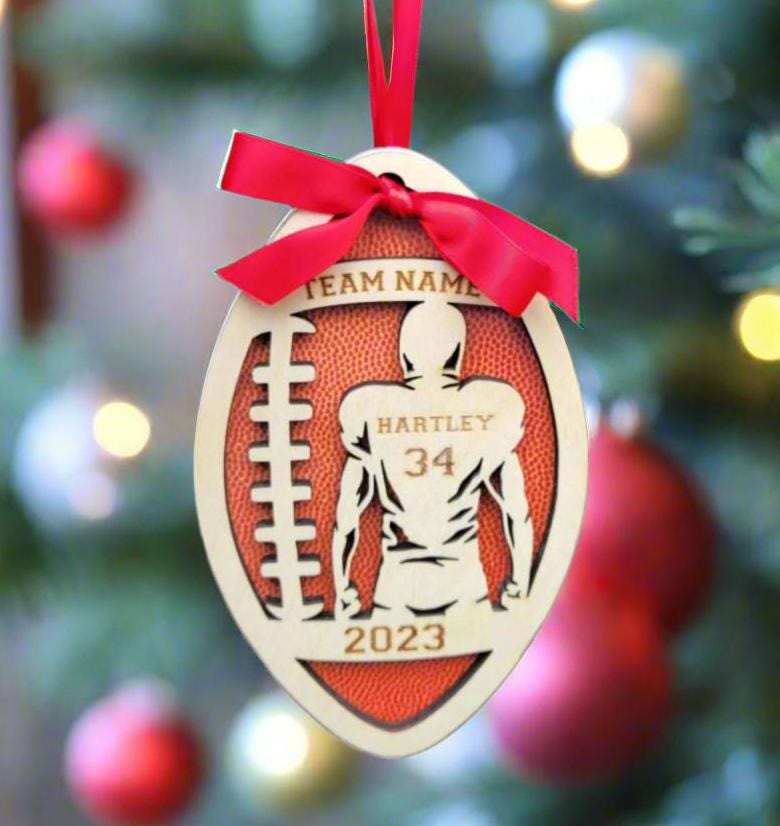 Personalized Football Christmas Ornament Gift for Football Player, Christmas Gift for Football Team, Personalized Football Player Gift - Personalized Holiday Ornament