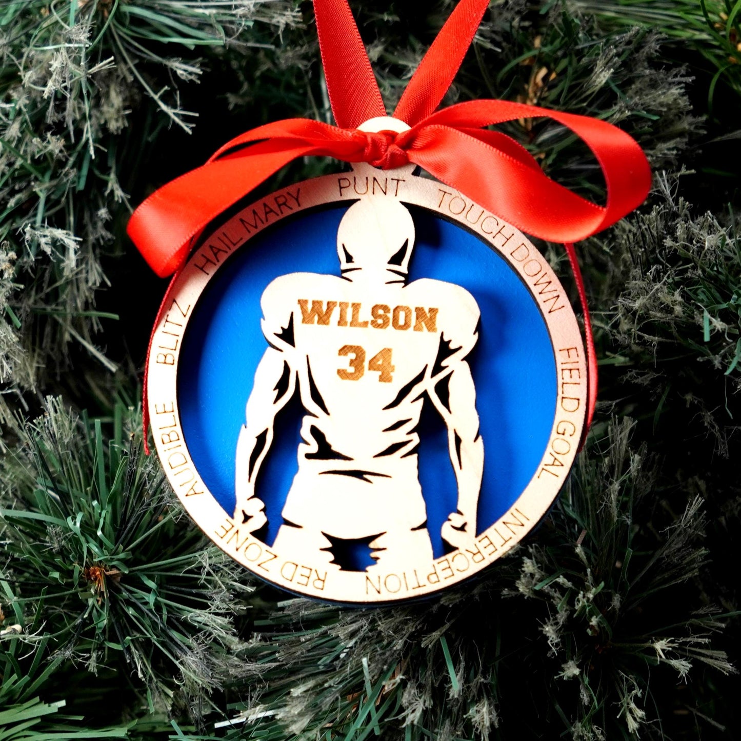 Personalized Football Christmas Ornament Gift for Football Player, Football Gift for Quarterback, Wide Receiver, Lineman, Corner and More! - Personalized Holiday Ornament