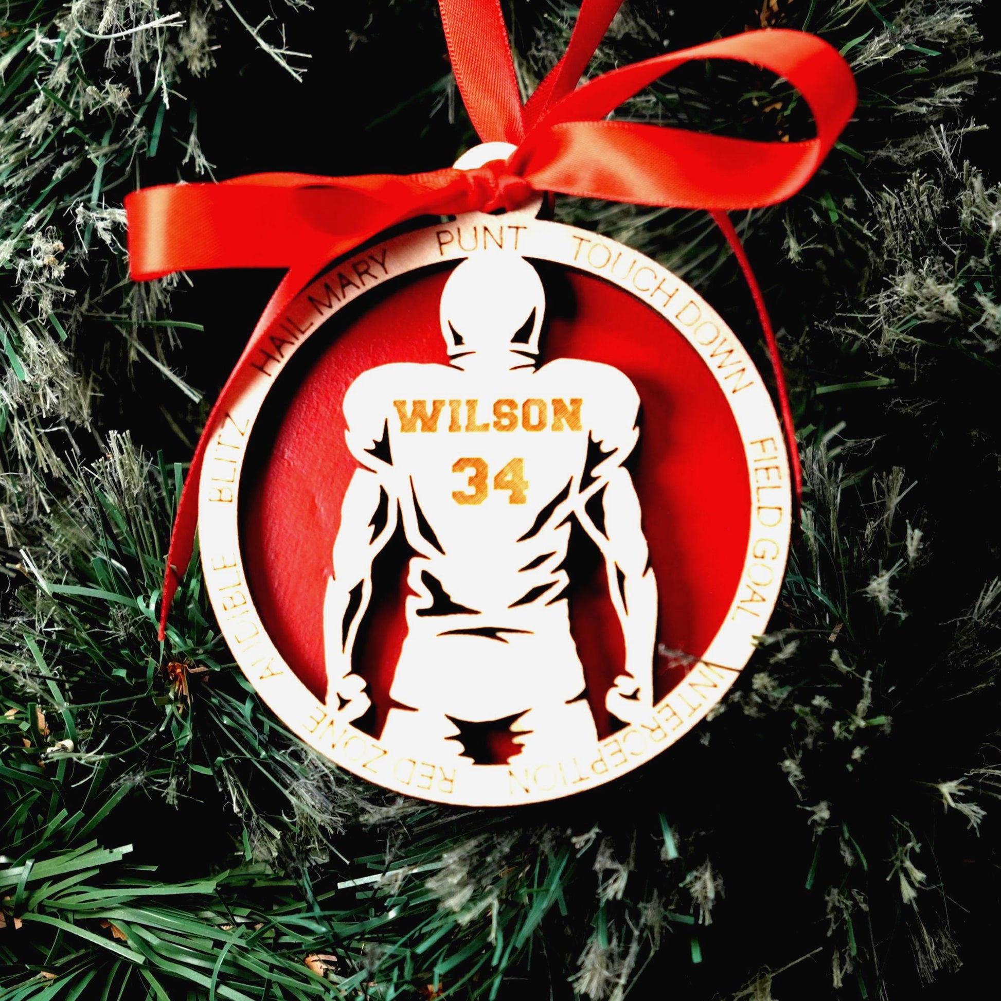 Personalized Football Christmas Ornament Gift for Football Player, Football Gift for Quarterback, Wide Receiver, Lineman, Corner and More! - Personalized Holiday Ornament