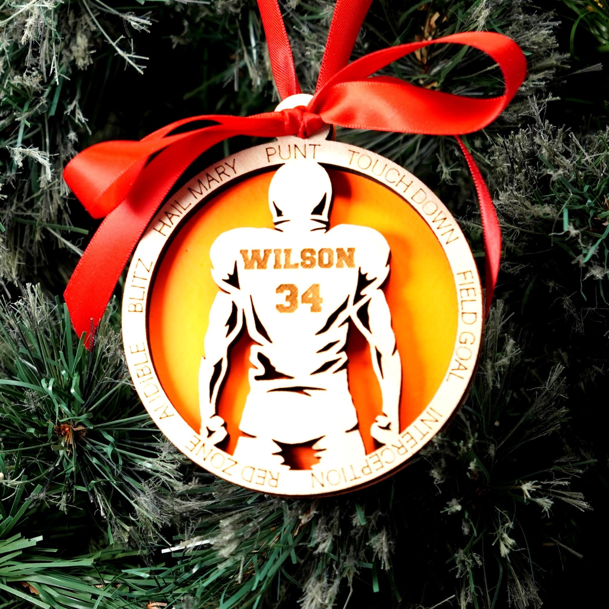Personalized Football Christmas Ornament Gift for Football Player, Football Gift for Quarterback, Wide Receiver, Lineman, Corner and More! - Personalized Holiday Ornament