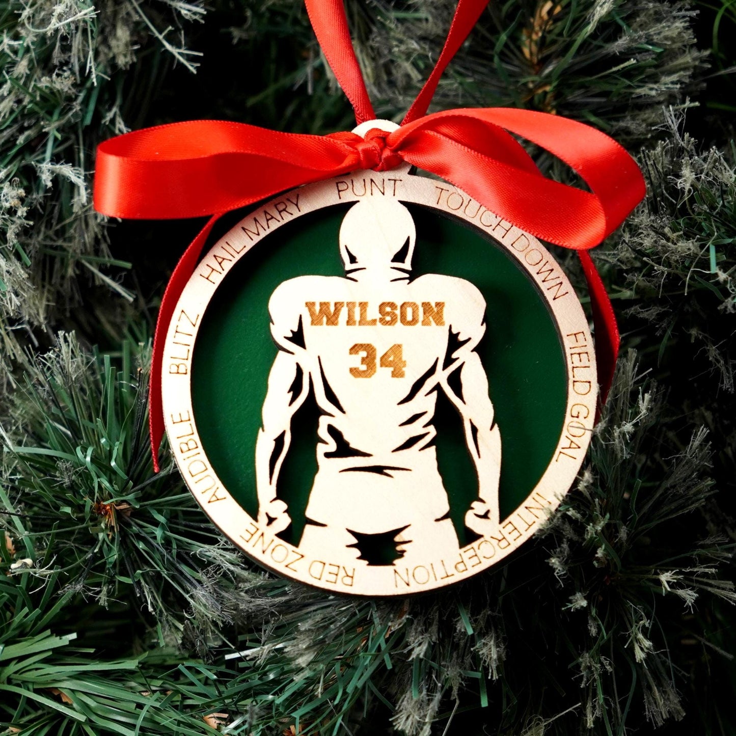 Personalized Football Christmas Ornament Gift for Football Player, Football Gift for Quarterback, Wide Receiver, Lineman, Corner and More! - Personalized Holiday Ornament