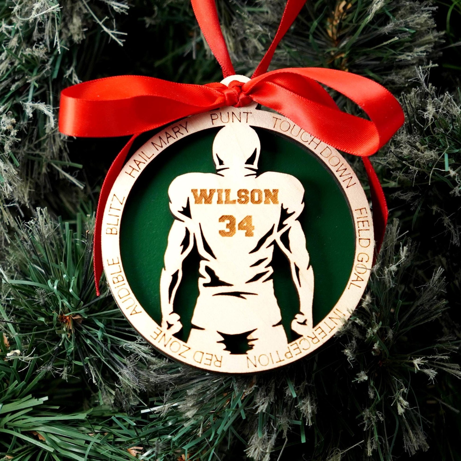 Personalized Football Christmas Ornament Gift for Football Player, Football Gift for Quarterback, Wide Receiver, Lineman, Corner and More! - Personalized Holiday Ornament