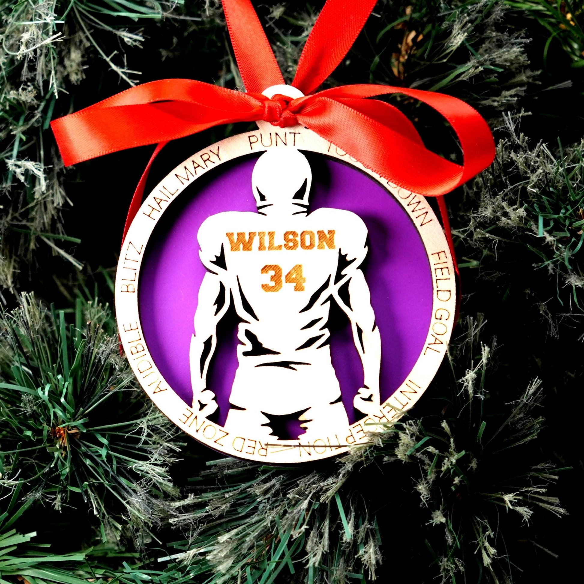 Personalized Football Christmas Ornament Gift for Football Player, Football Gift for Quarterback, Wide Receiver, Lineman, Corner and More! - Personalized Holiday Ornament