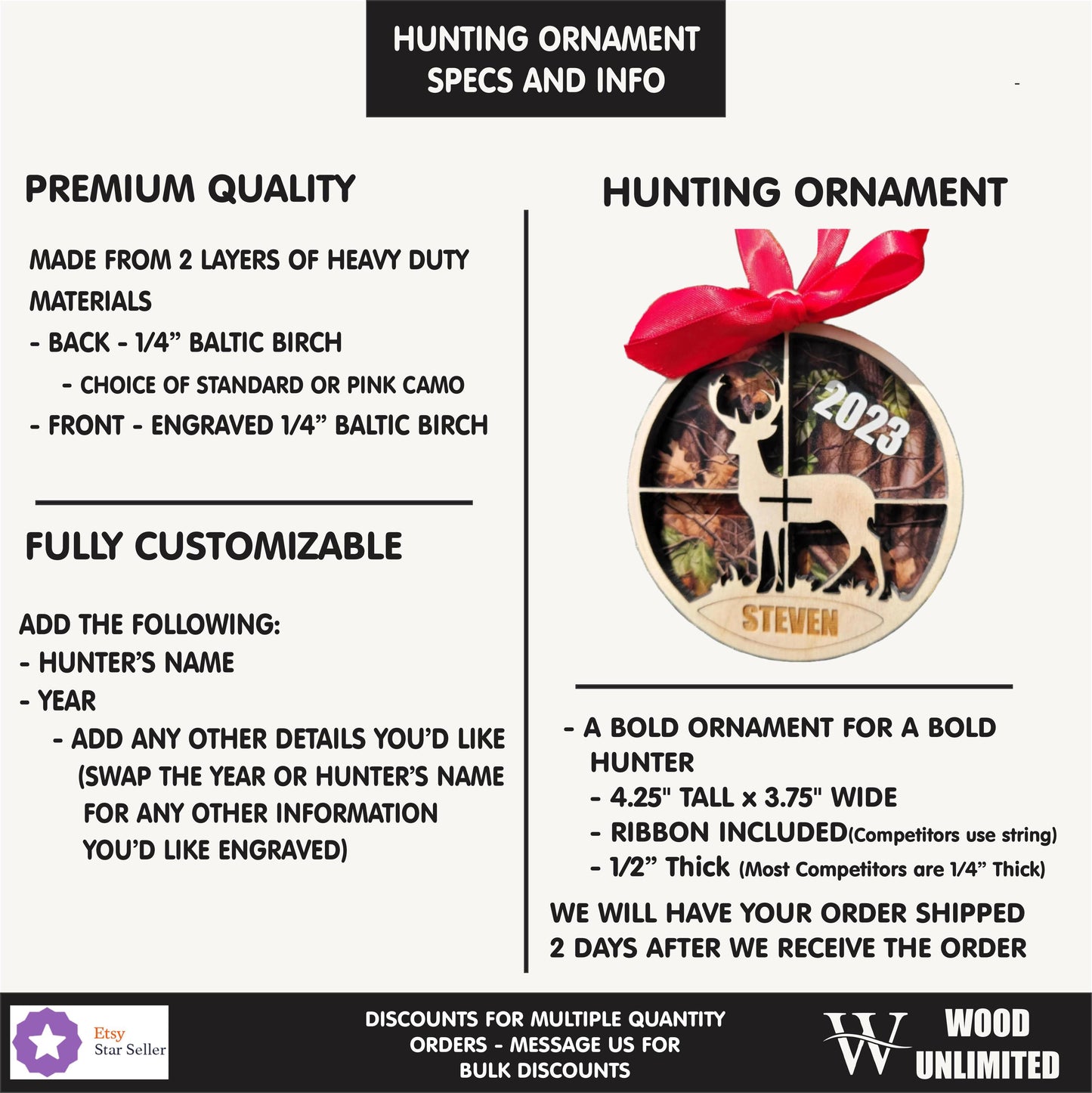 Personalized Hunting Christmas Ornament Gift for Hunter, Hunting Christmas Ornament, Camouflage Hunter Christmas Gift for Hunter 2025! - Personalized Holiday Ornament