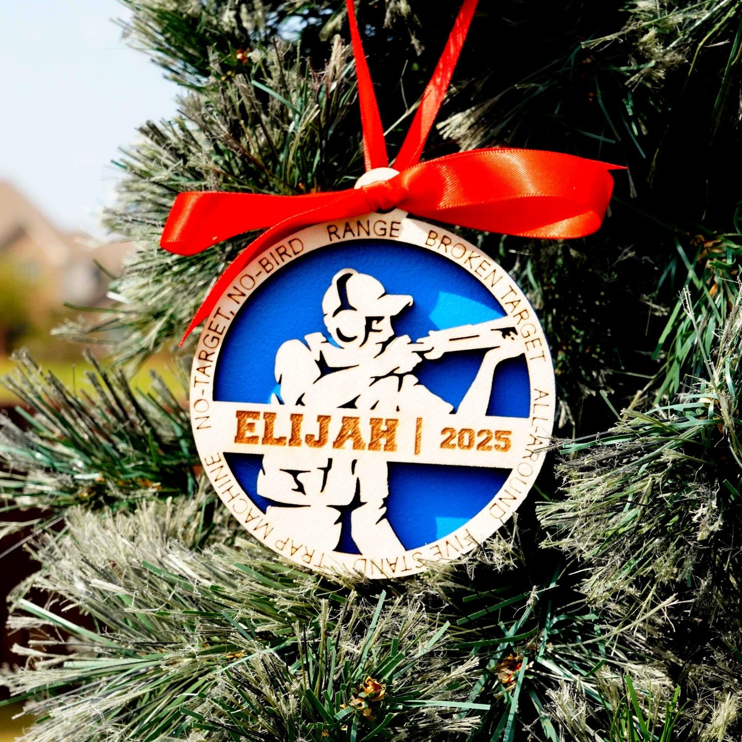 Personalized Clay Shooting Christmas Ornament Gift for Skeet Shooter, Trap Shooter Ornament, Christmas Gift for Clay Shooter, - Personalized Holiday Ornament