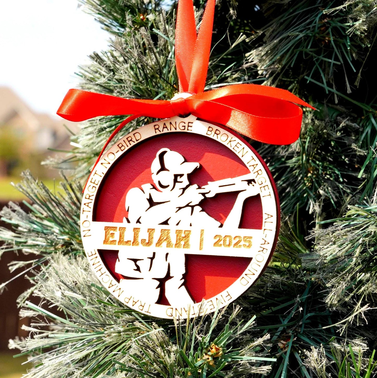 Personalized Clay Shooting Christmas Ornament Gift for Skeet Shooter, Trap Shooter Ornament, Christmas Gift for Clay Shooter, - Personalized Holiday Ornament