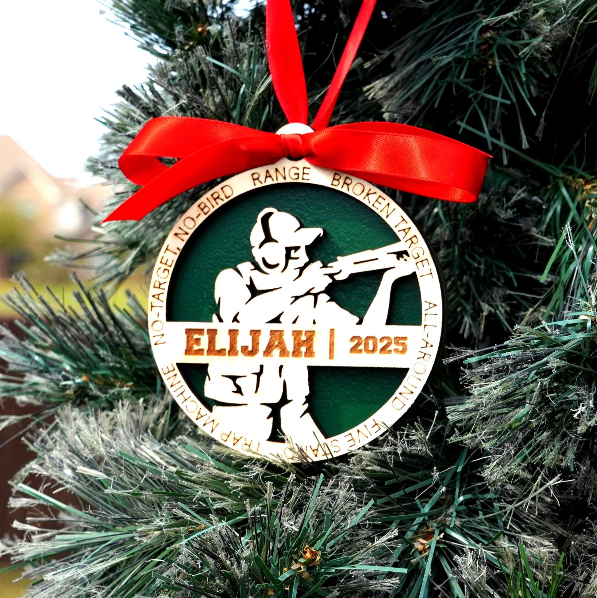 Personalized Clay Shooting Christmas Ornament Gift for Skeet Shooter, Trap Shooter Ornament, Christmas Gift for Clay Shooter, - Personalized Holiday Ornament