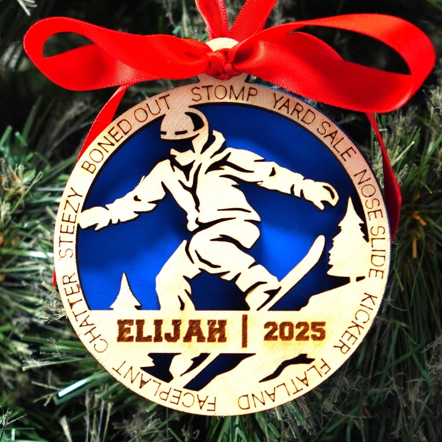 Personalized Snowboarder Christmas Ornament – Custom Snowboarding Gift, Holiday Keepsake for Riders, Athletes, Snowboarding Ornament - Personalized Holiday Ornament