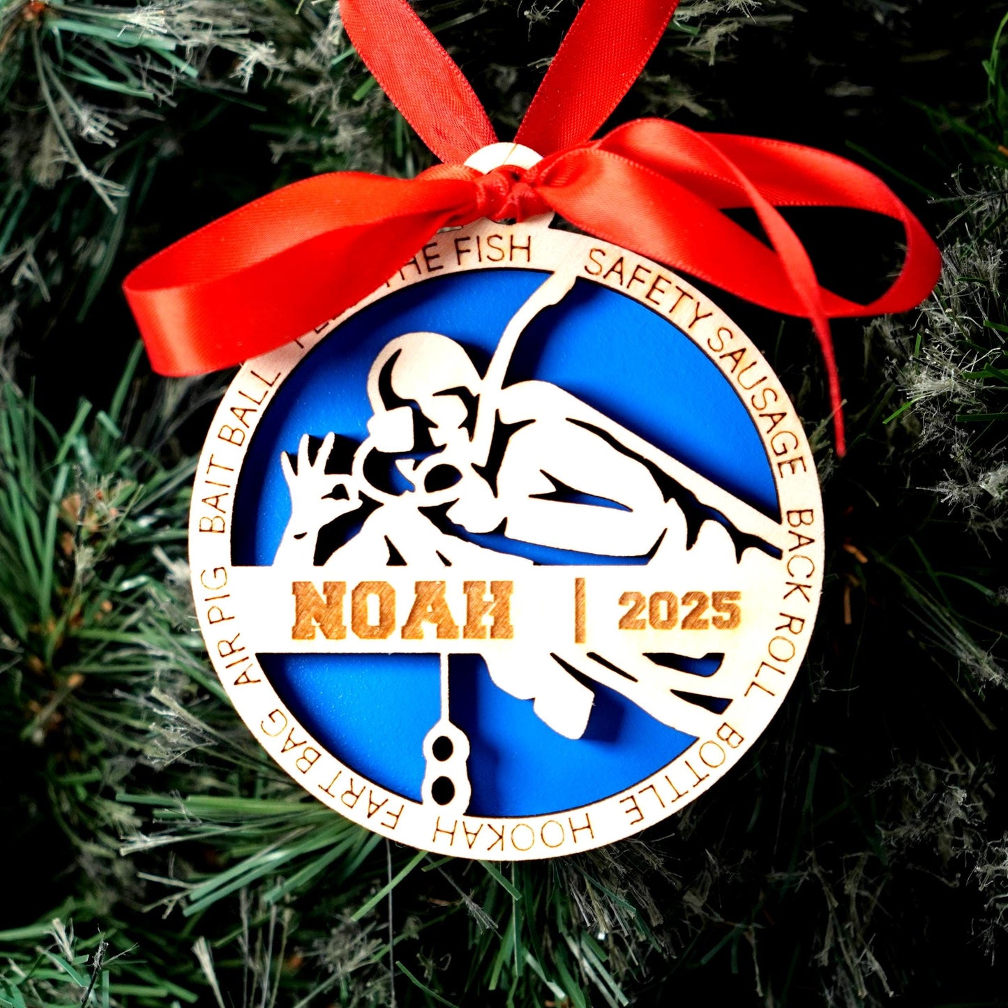 Personalized Scuba Diving Christmas Ornament – Custom Diver Gift, Engraved Wooden Ornament, Holiday Keepsake for Ocean and Dive Lovers - Personalized Holiday Ornament