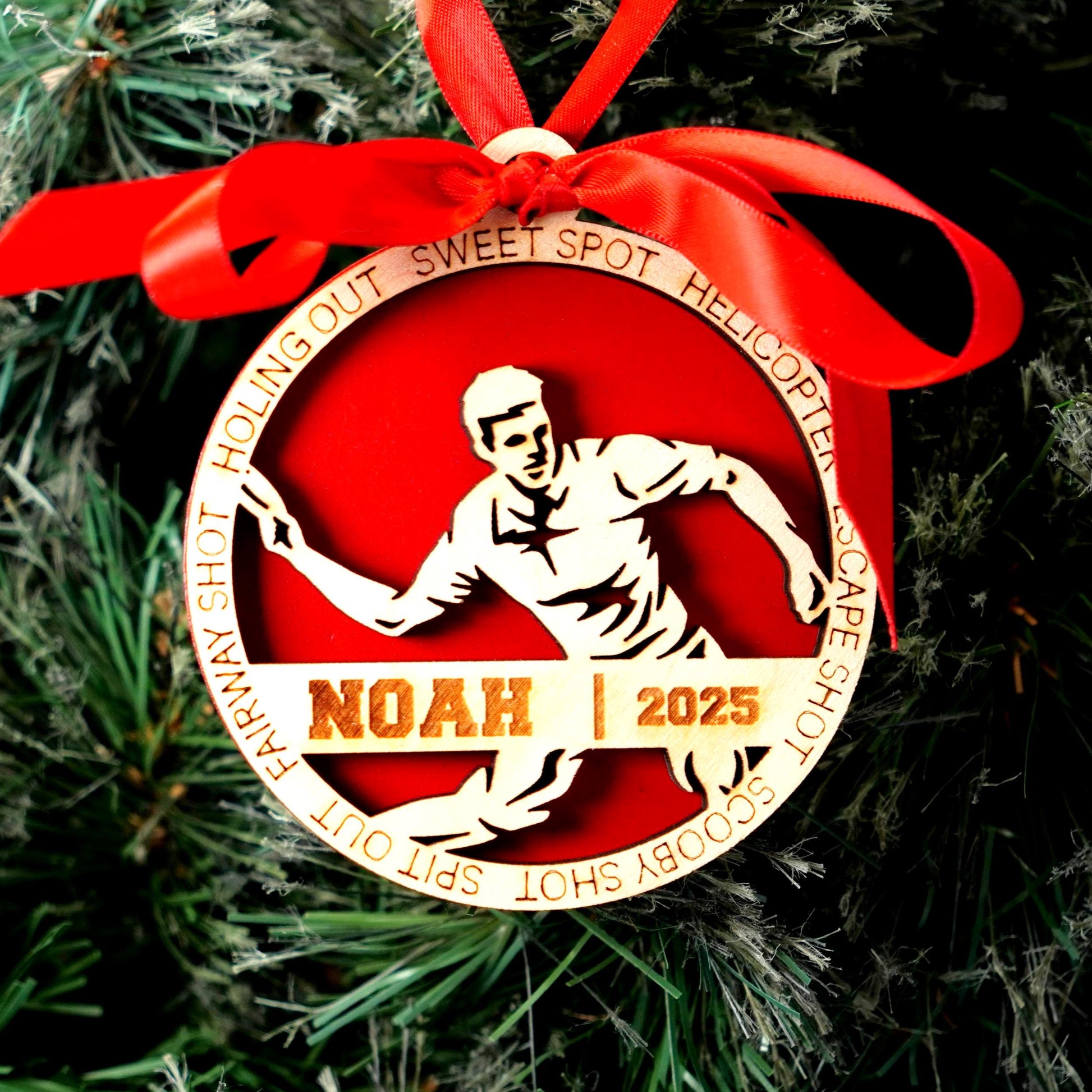 Personalized Disc Golf Christmas Ornament – Custom Player Gift, Engraved Wooden Ornament 2025, Holiday Keepsake for Disc Golfers - Personalized Holiday Ornament