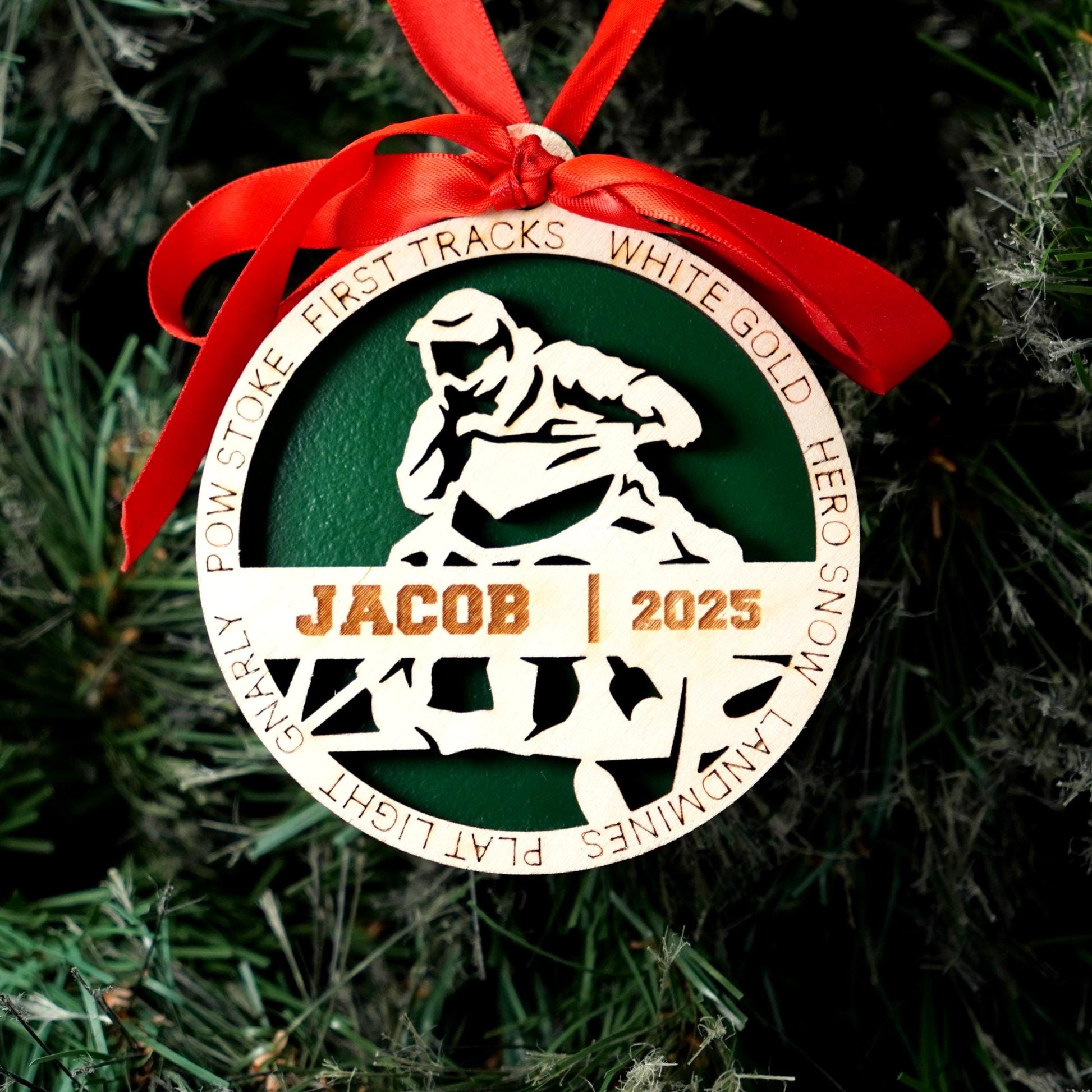 Personalized Snowmobile Christmas Ornament – Custom Rider Gift, Engraved Wooden Ornament 2025, Holiday Keepsake for Snowmobilers - Personalized Holiday Ornament