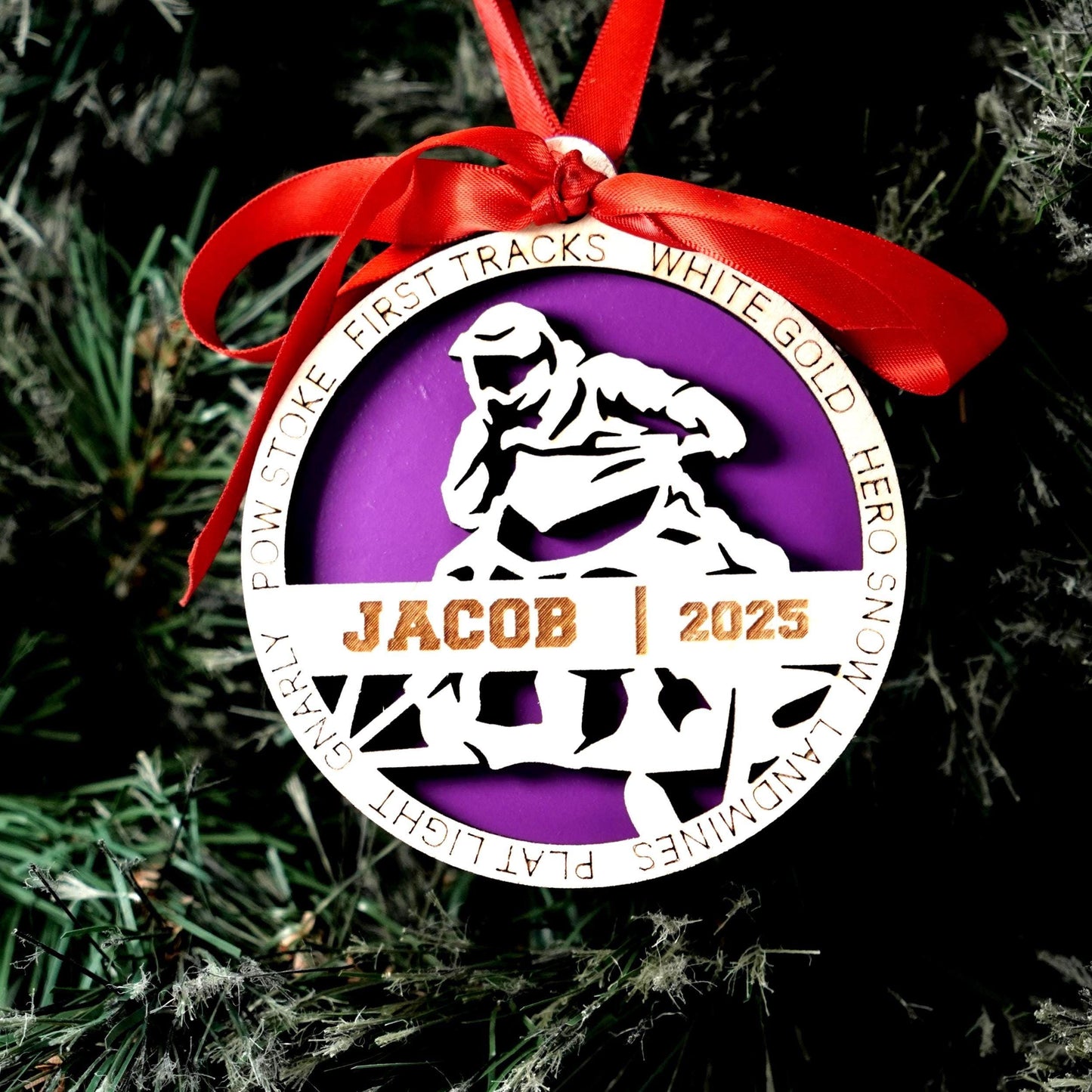 Personalized Snowmobile Christmas Ornament – Custom Rider Gift, Engraved Wooden Ornament 2025, Holiday Keepsake for Snowmobilers - Personalized Holiday Ornament