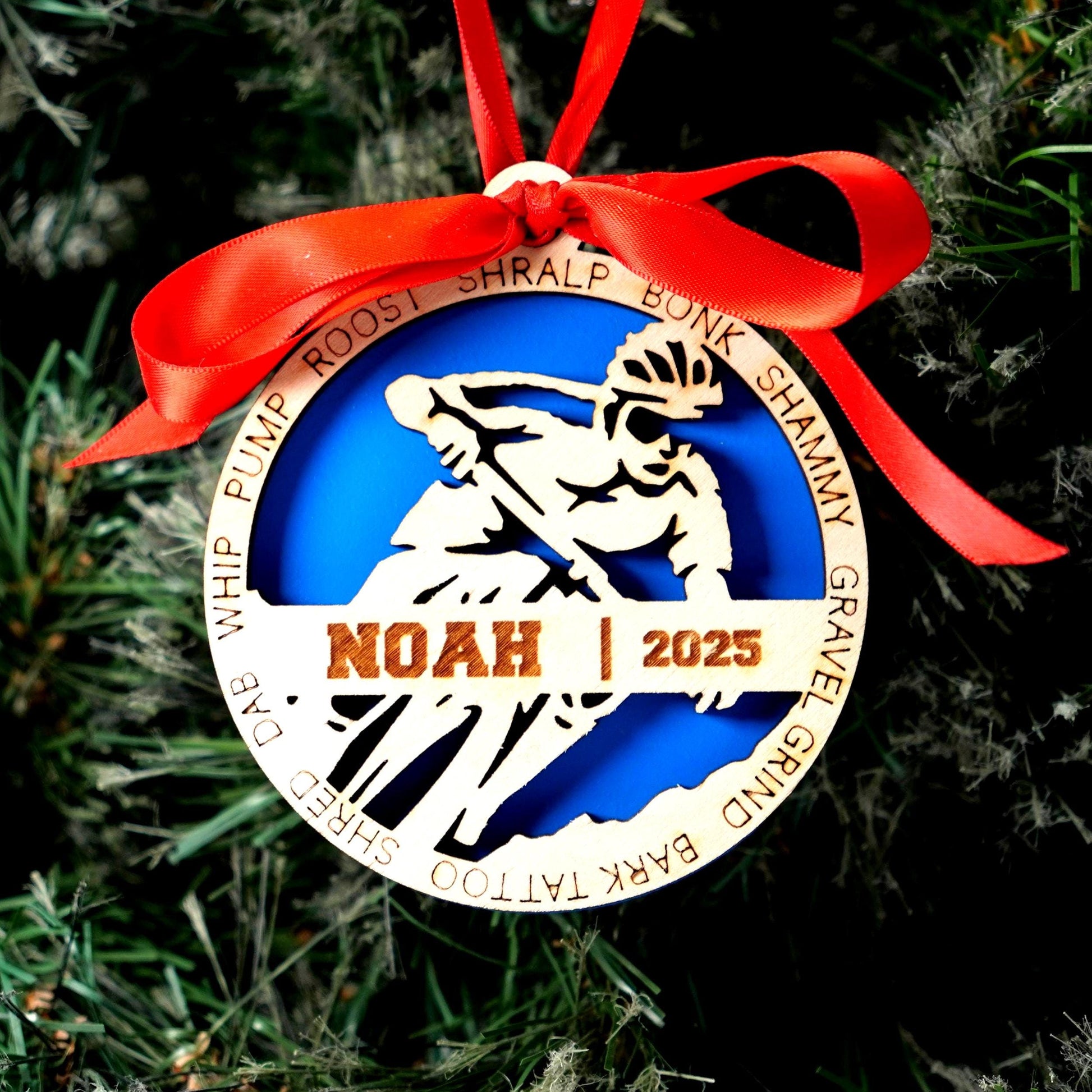 Personalized Mountain Bike Christmas Ornament – Custom Cyclist Gift, Mountain Biking Wooden Ornament, Holiday Keepsake for Bikers - Personalized Holiday Ornament