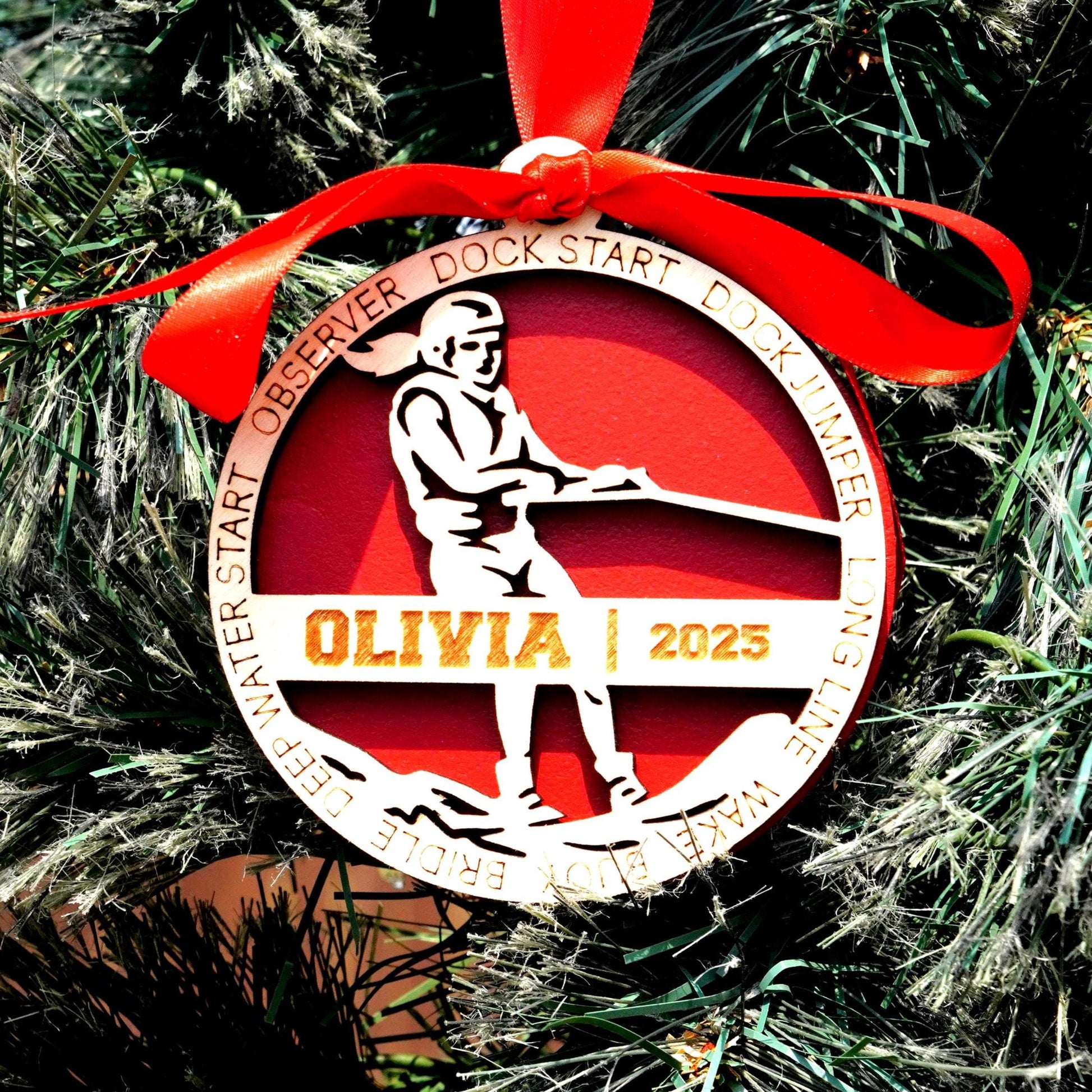 Personalized Women’s Water Skiing Christmas Ornament – Custom Female Water Skier Gift, Holiday Keepsake for Lake Lovers and Water Sports - Personalized Holiday Ornament