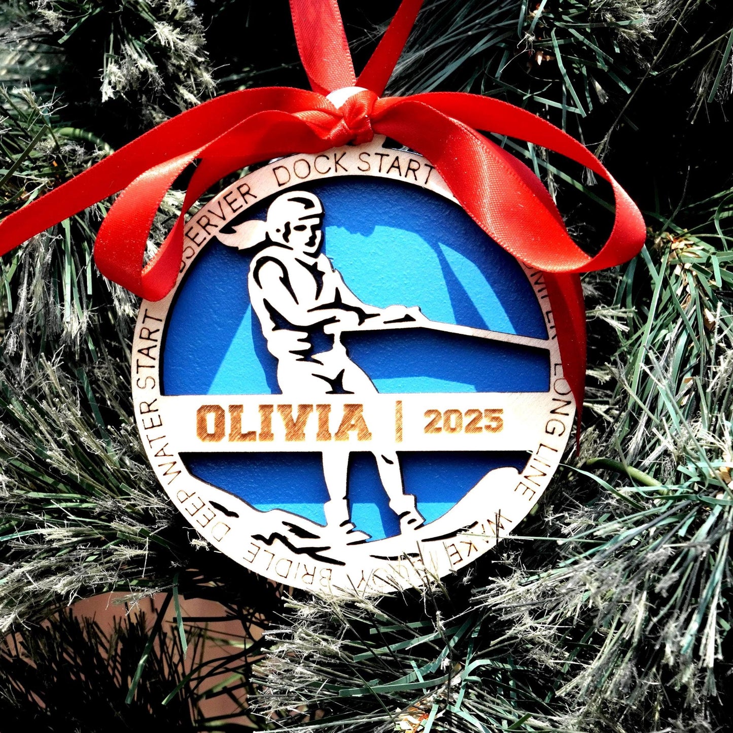 Personalized Women’s Water Skiing Christmas Ornament – Custom Female Water Skier Gift, Holiday Keepsake for Lake Lovers and Water Sports - Personalized Holiday Ornament