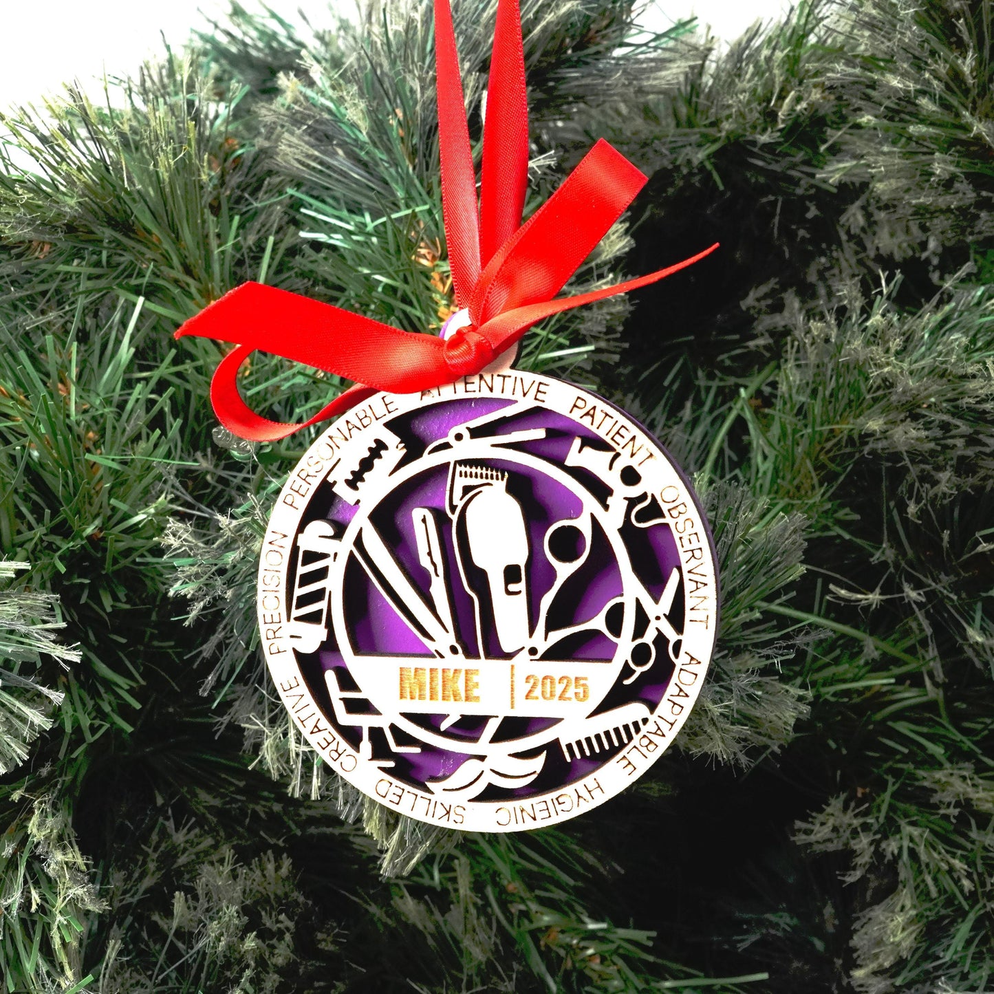 Personalized Barber Christmas Ornament – Gift for Barber, Stylist, Hair Artist - Personalized Holiday Ornament