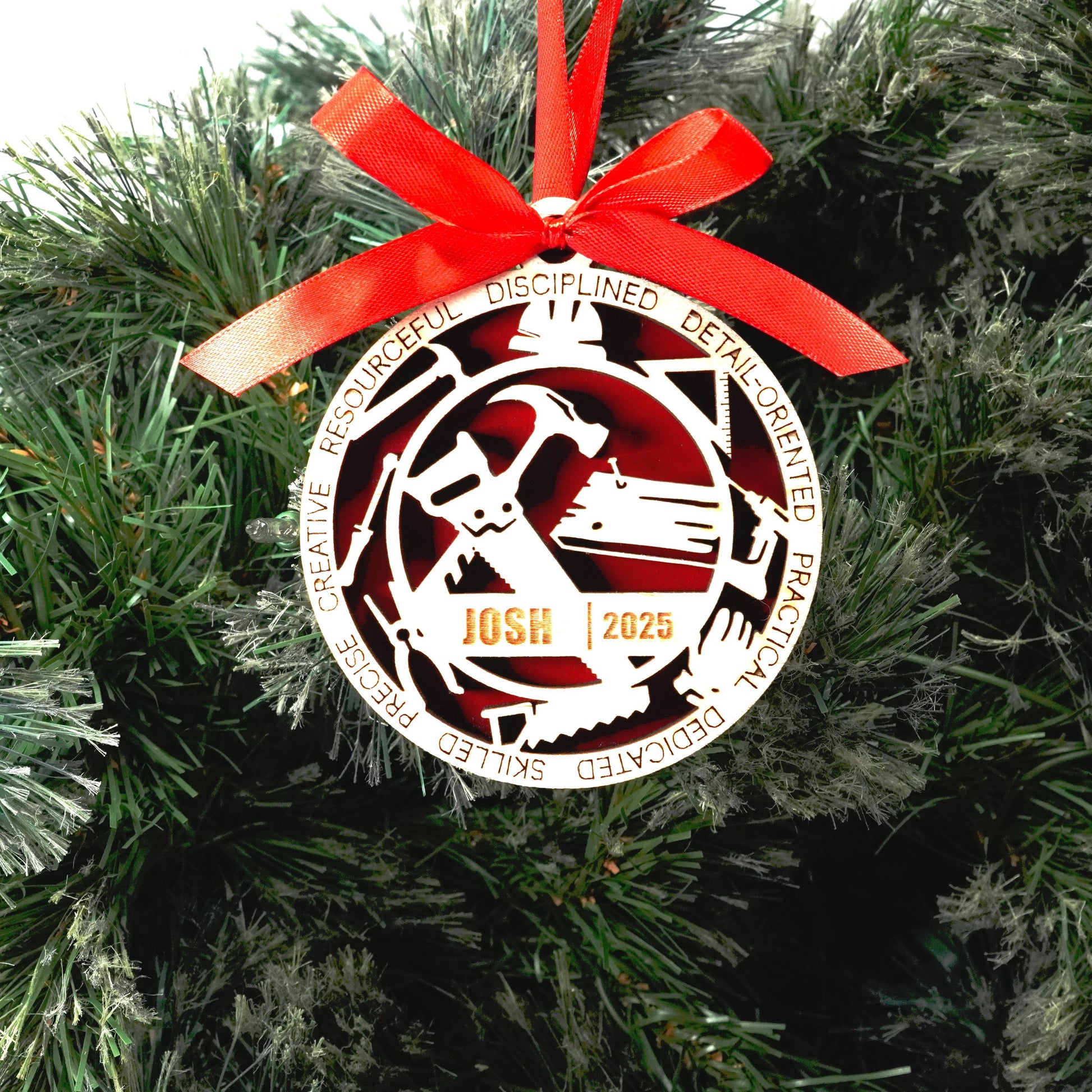 Personalized Carpenter Christmas Ornament – Gift for Carpenter, Woodworker, Builder, Handyman, Contractor Holiday Ornament - Personalized Holiday Ornament