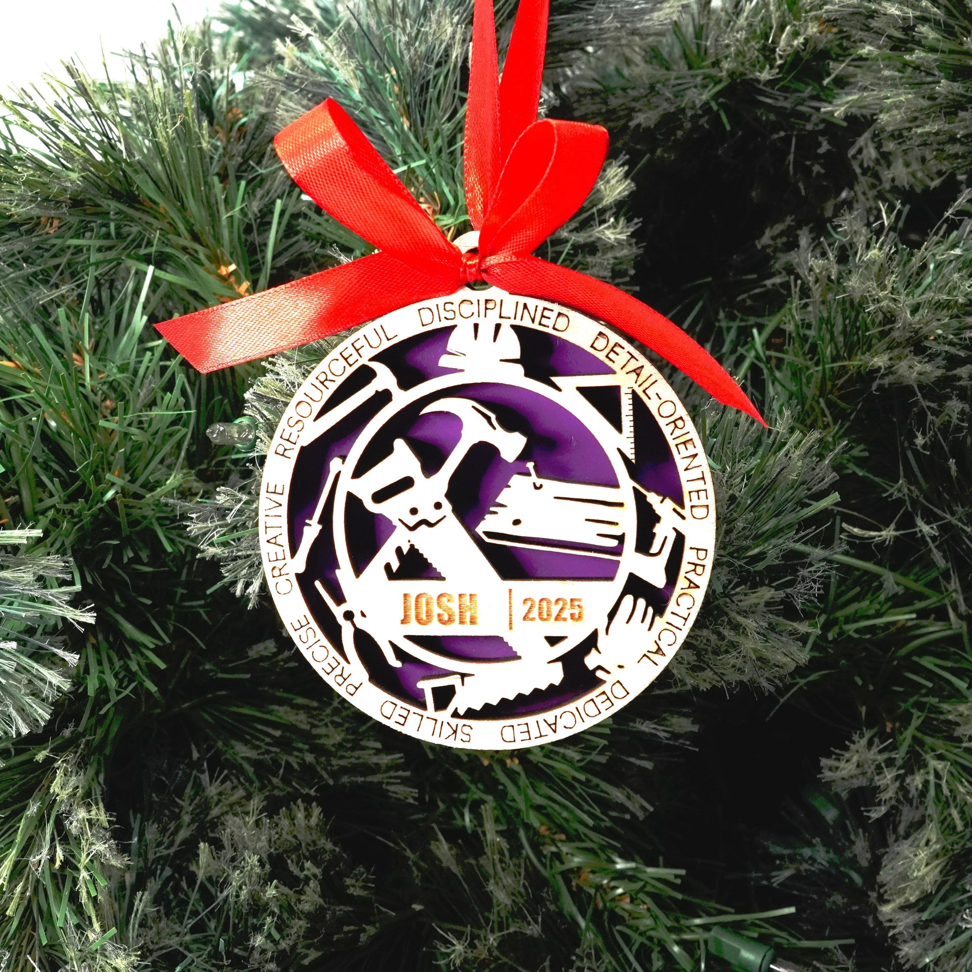Personalized Carpenter Christmas Ornament – Gift for Carpenter, Woodworker, Builder, Handyman, Contractor Holiday Ornament - Personalized Holiday Ornament