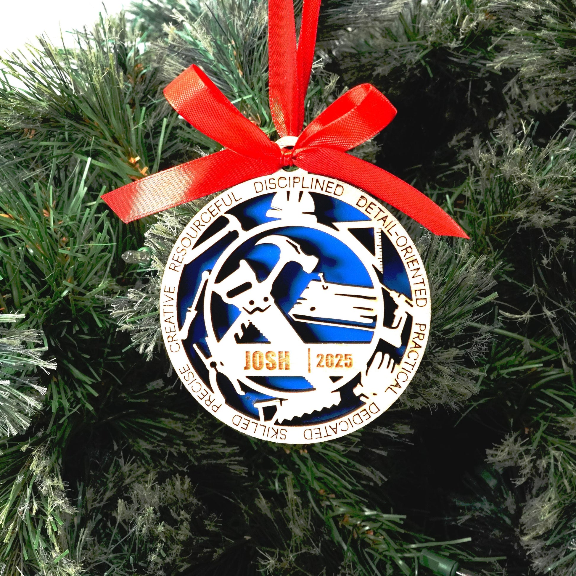Personalized Carpenter Christmas Ornament – Gift for Carpenter, Woodworker, Builder, Handyman, Contractor Holiday Ornament - Personalized Holiday Ornament