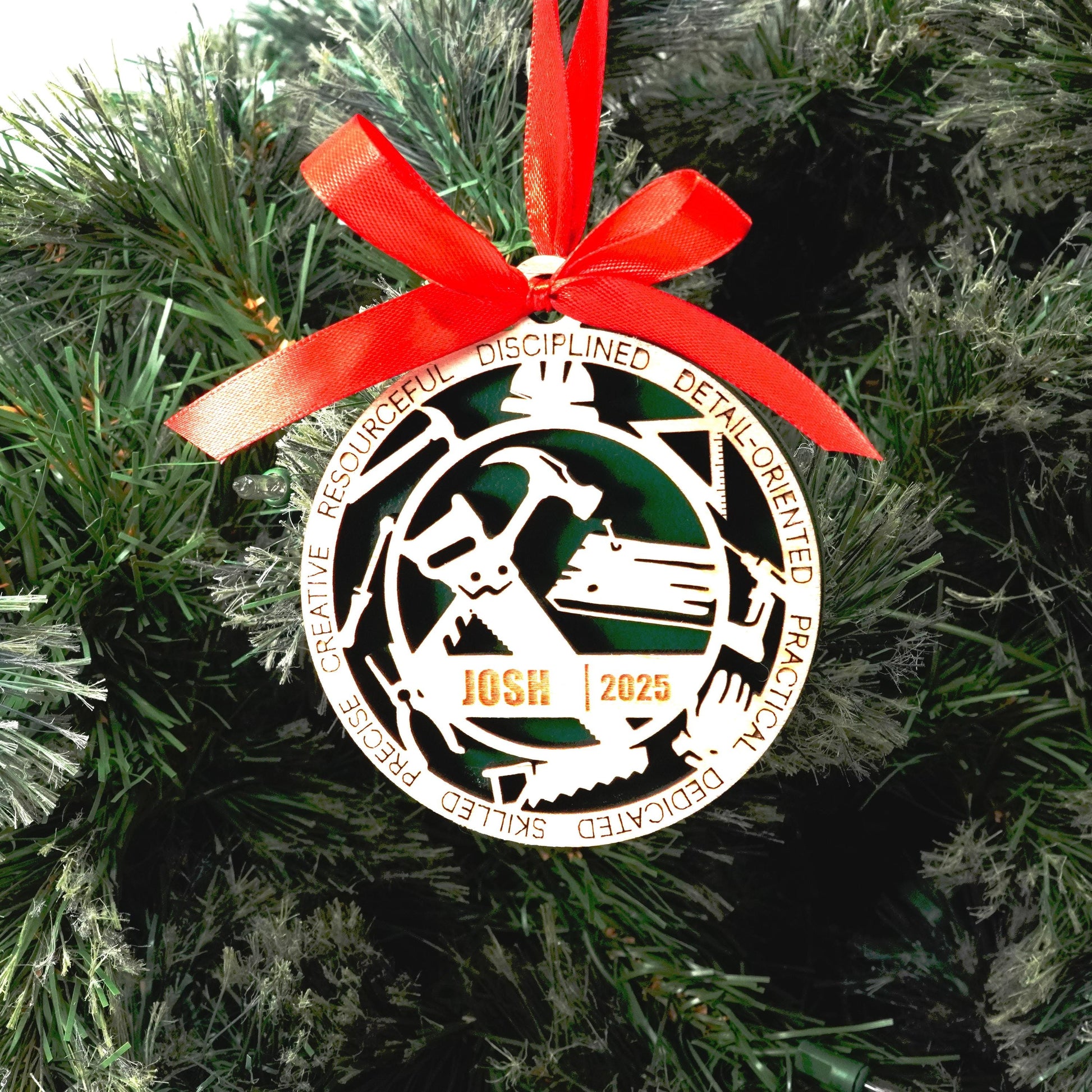 Personalized Carpenter Christmas Ornament – Gift for Carpenter, Woodworker, Builder, Handyman, Contractor Holiday Ornament - Personalized Holiday Ornament