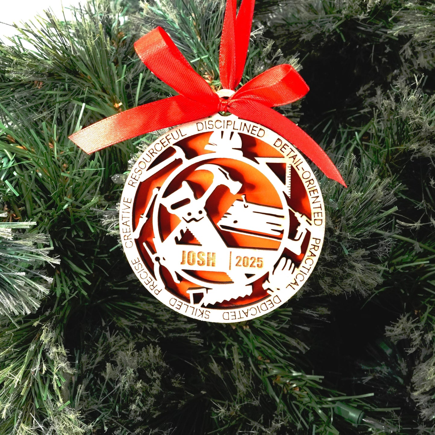 Personalized Carpenter Christmas Ornament – Gift for Carpenter, Woodworker, Builder, Handyman, Contractor Holiday Ornament - Personalized Holiday Ornament