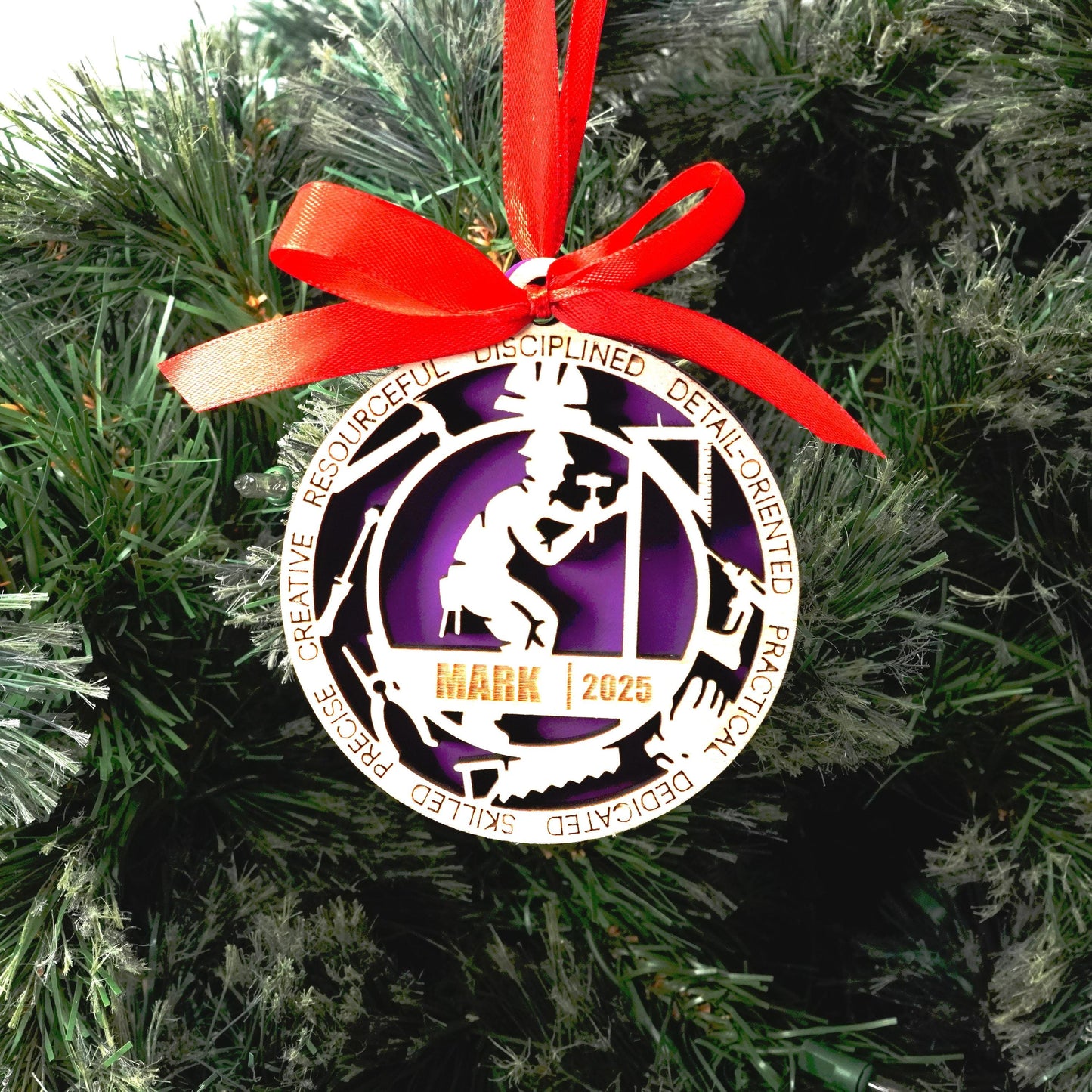 Personalized Carpenter Christmas Ornament – Gift for Male Carpenter or Woodworker, Builder - Personalized Holiday Ornament