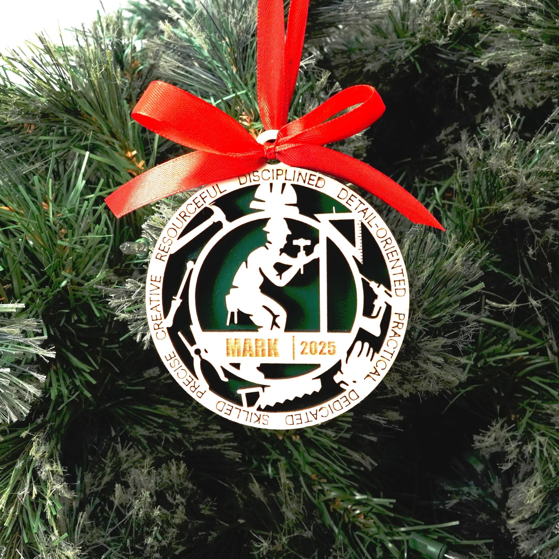 Personalized Carpenter Christmas Ornament – Gift for Male Carpenter or Woodworker, Builder - Personalized Holiday Ornament