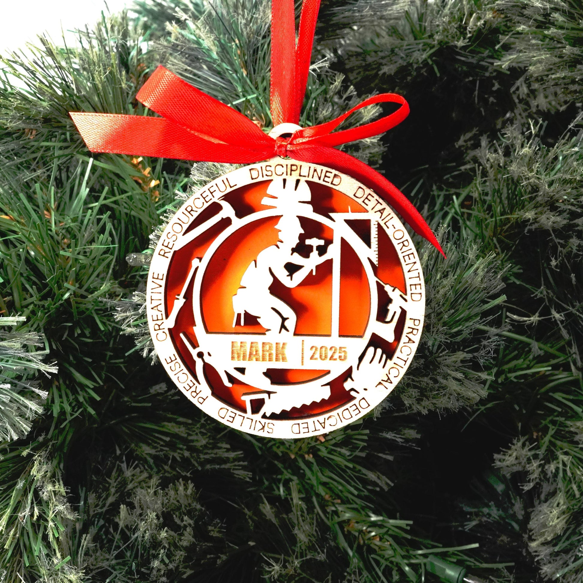 Personalized Carpenter Christmas Ornament – Gift for Male Carpenter or Woodworker, Builder - Personalized Holiday Ornament