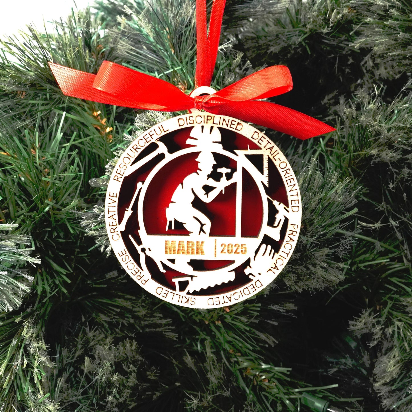 Personalized Carpenter Christmas Ornament – Gift for Male Carpenter or Woodworker, Builder - Personalized Holiday Ornament