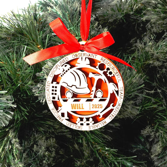 Personalized Construction Christmas Ornament – Gift for Construction, Builder, Contractor - Personalized Holiday Ornament