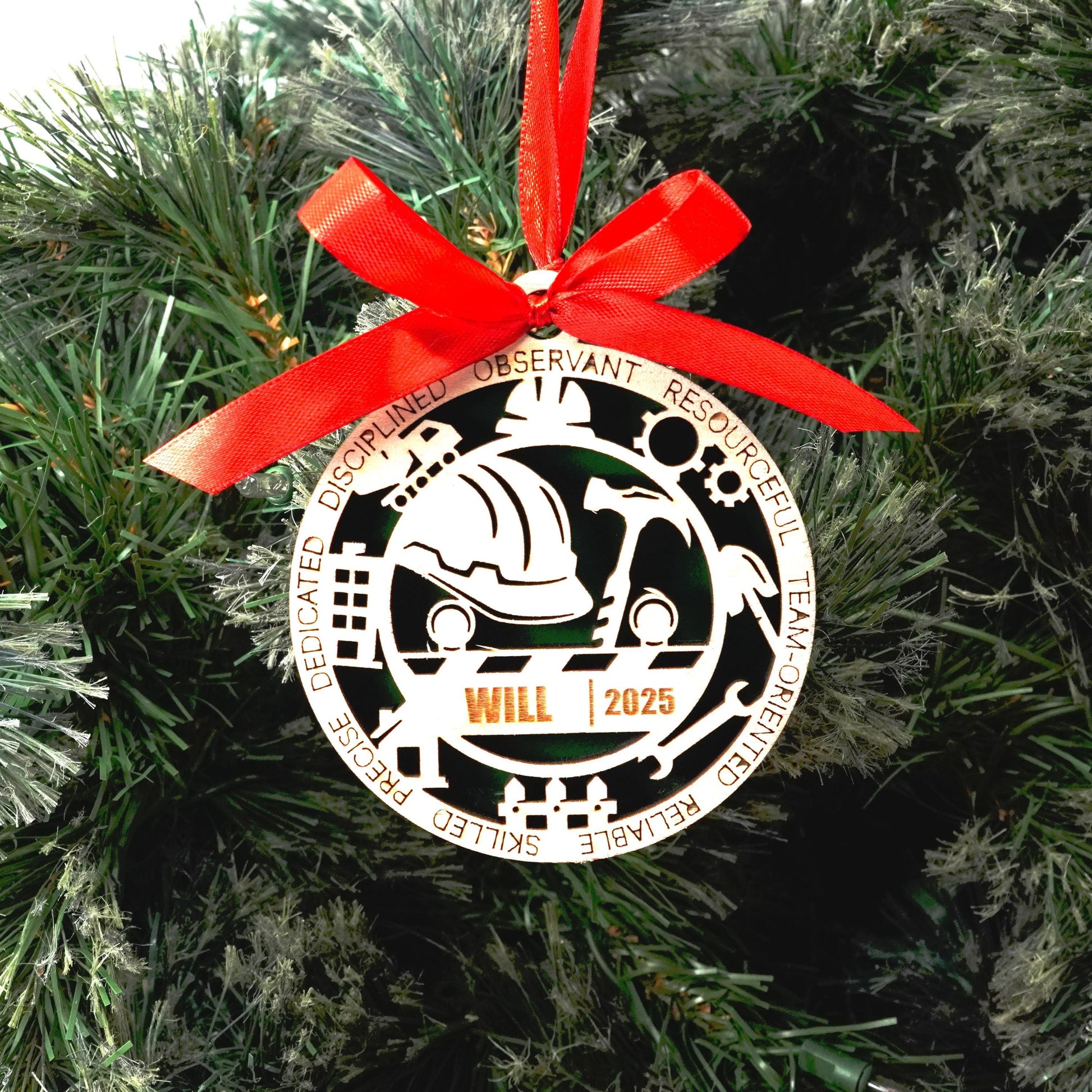 Personalized Construction Christmas Ornament – Gift for Construction, Builder, Contractor - Personalized Holiday Ornament