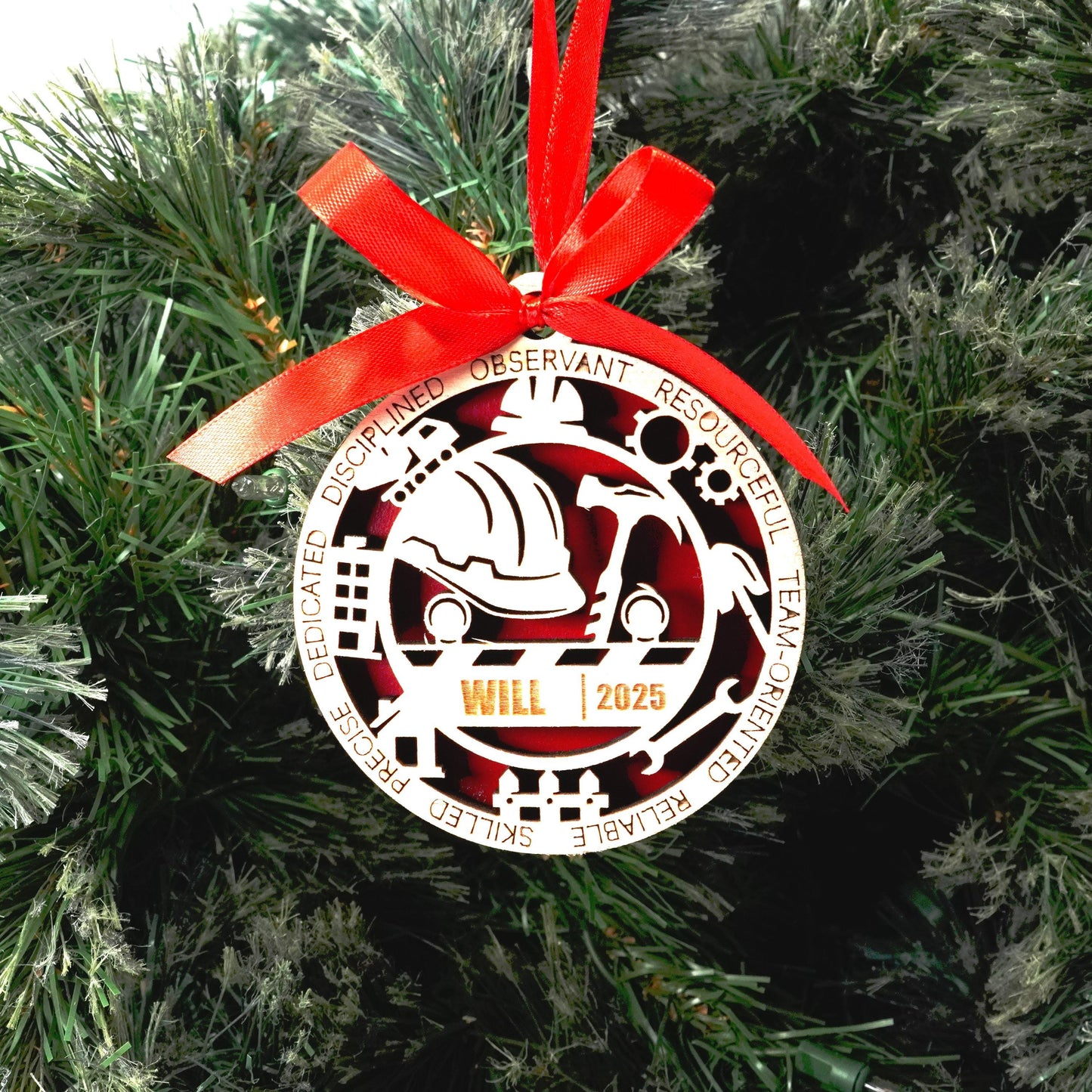 Personalized Construction Christmas Ornament – Gift for Construction, Builder, Contractor - Personalized Holiday Ornament