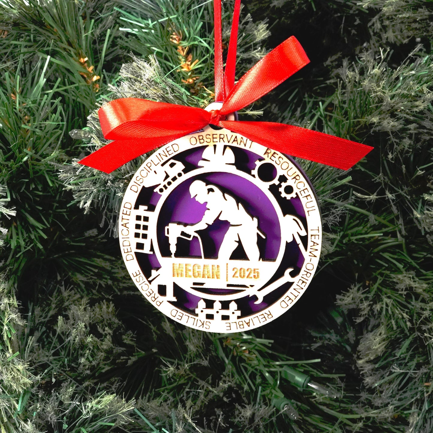 Personalized Construction Christmas Ornament – Gift for Female Construction or Builder, Contractor - Personalized Holiday Ornament