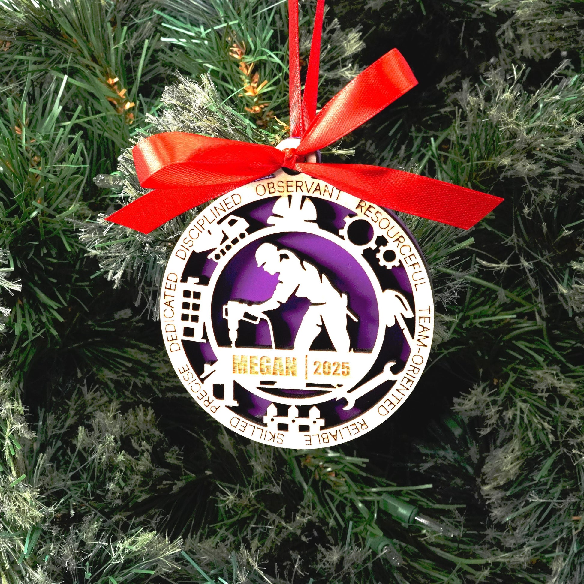 Personalized Construction Christmas Ornament – Gift for Female Construction or Builder, Contractor - Personalized Holiday Ornament