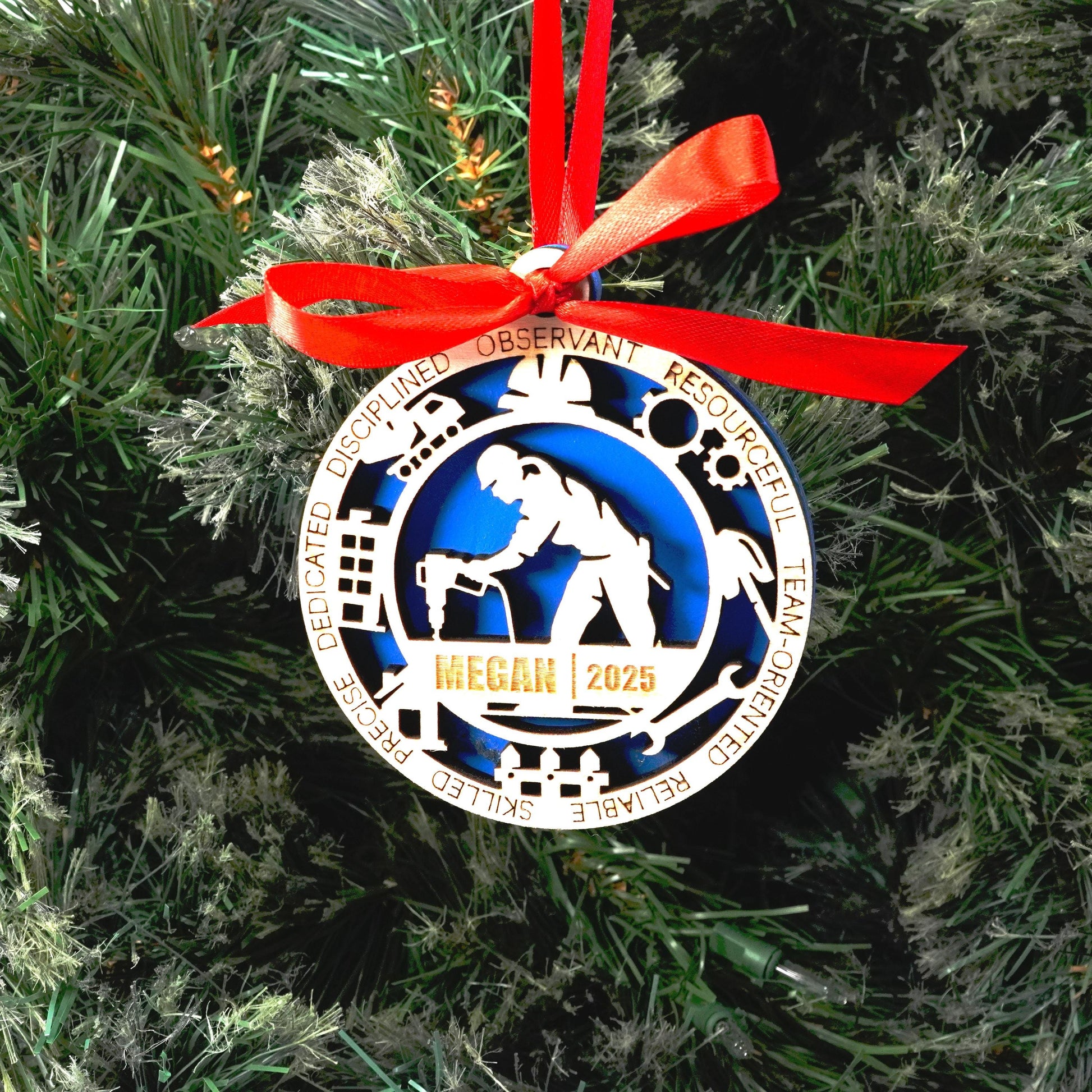 Personalized Construction Christmas Ornament – Gift for Female Construction or Builder, Contractor - Personalized Holiday Ornament