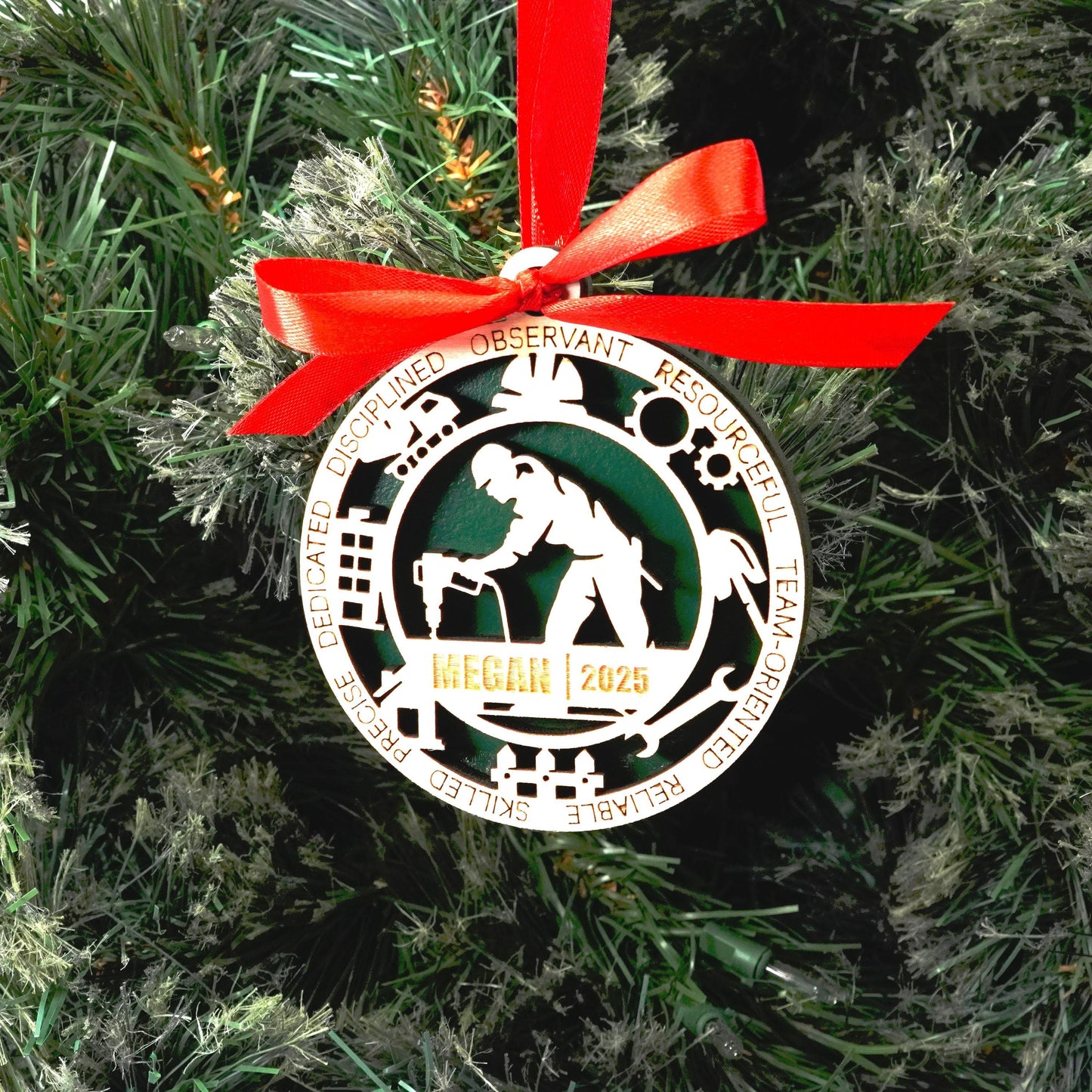 Personalized Construction Christmas Ornament – Gift for Female Construction or Builder, Contractor - Personalized Holiday Ornament