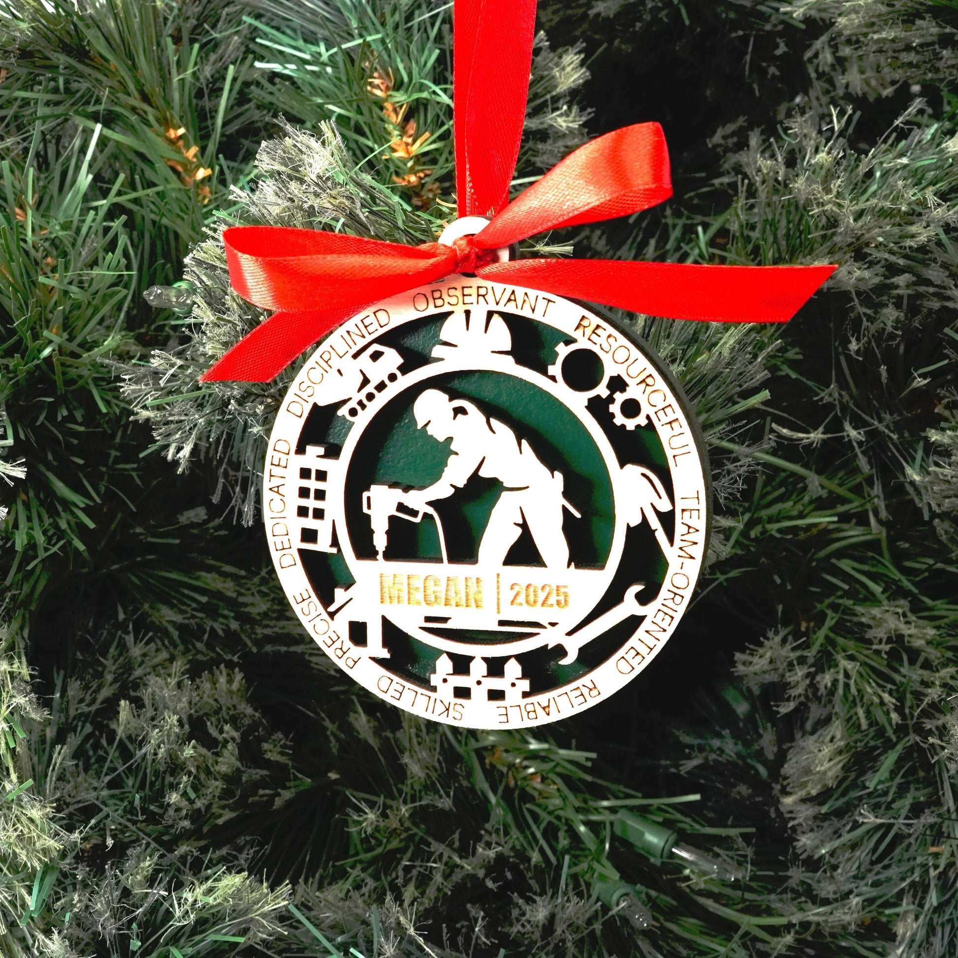 Personalized Construction Christmas Ornament – Gift for Female Construction or Builder, Contractor - Personalized Holiday Ornament