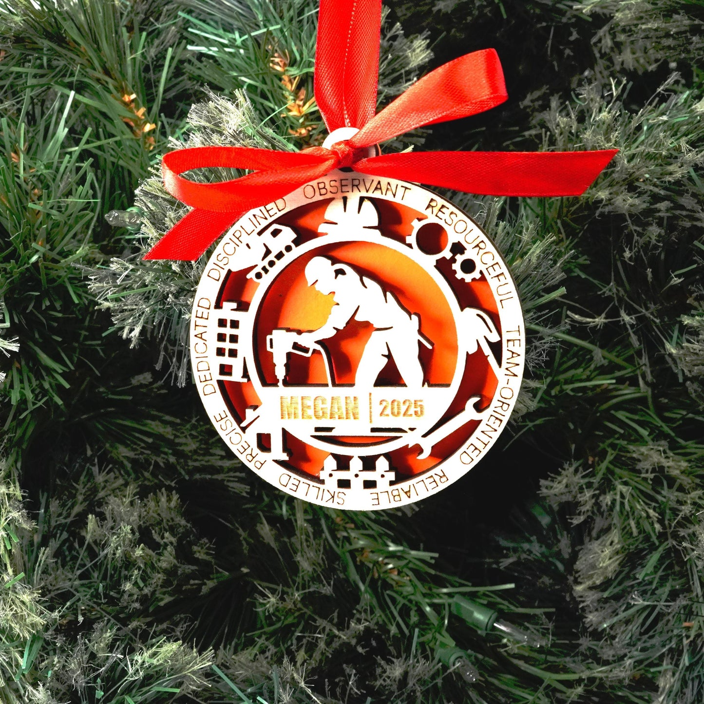 Personalized Construction Christmas Ornament – Gift for Female Construction or Builder, Contractor - Personalized Holiday Ornament