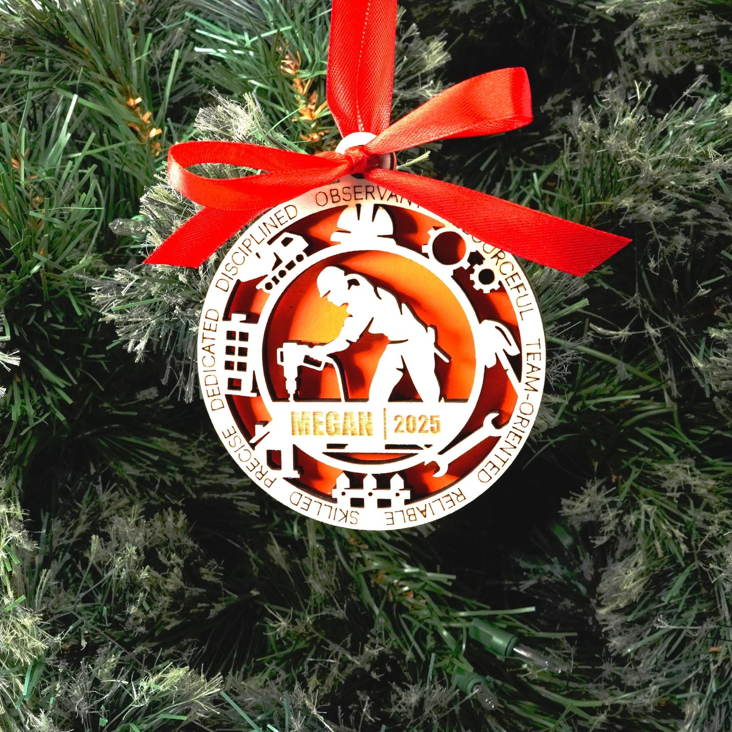 Personalized Construction Christmas Ornament – Gift for Female Construction or Builder, Contractor - Personalized Holiday Ornament