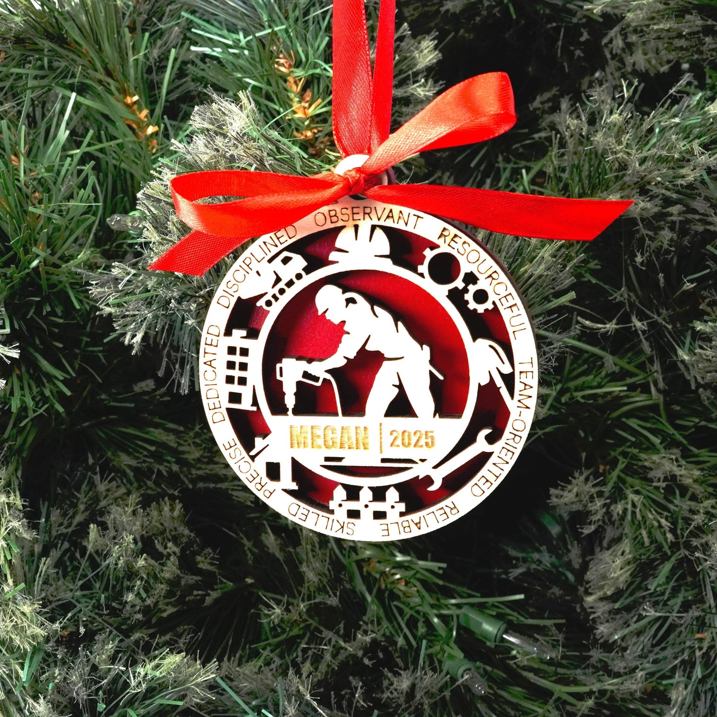 Personalized Construction Christmas Ornament – Gift for Female Construction or Builder, Contractor - Personalized Holiday Ornament