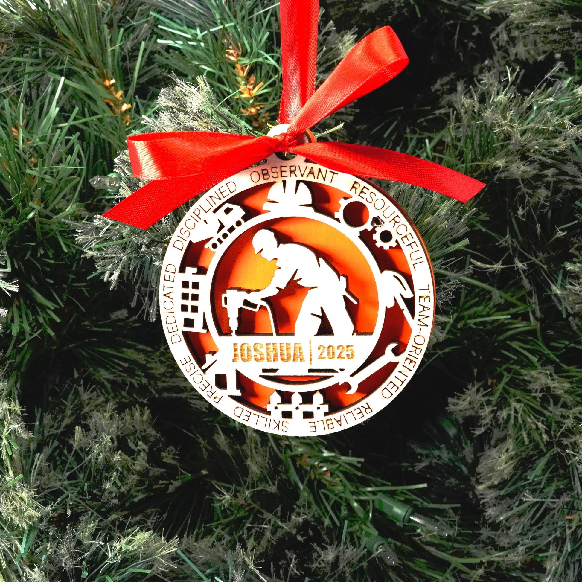 Personalized Construction Christmas Ornament – Gift for Male Construction or Builder, Contractor - Personalized Holiday Ornament