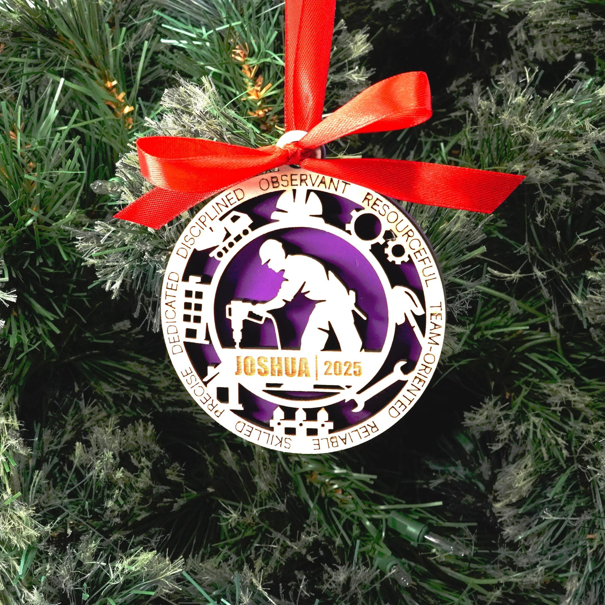 Personalized Construction Christmas Ornament – Gift for Male Construction or Builder, Contractor - Personalized Holiday Ornament